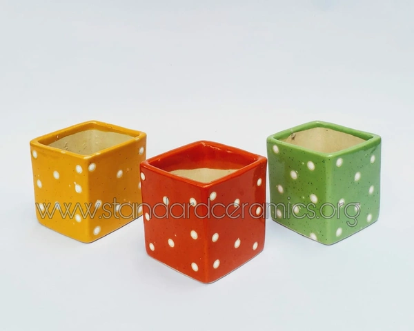 Ceramic Mini Box Succulent Planters SCI -  410 - H - 3 Inch, W - 3 Inch, SCI -  410