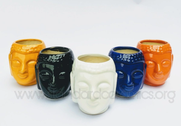 Ceramic Succulent Planters | buddha face Pot | SCI - 416 - H - 2.5 Inch, W - 2.5 Inch, SCI - 416