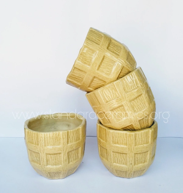 Ceramic Check Planter SCI - 425 - H - 6 Inch,  W - 6 Inch, SCI - 425