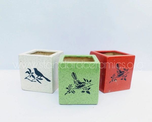Ceramic Box Planter SCI - 458| Ceramic Pots Khurja Pottery - H - 4.5 INCHES, W - 4.5 INCHES, SCI - 458