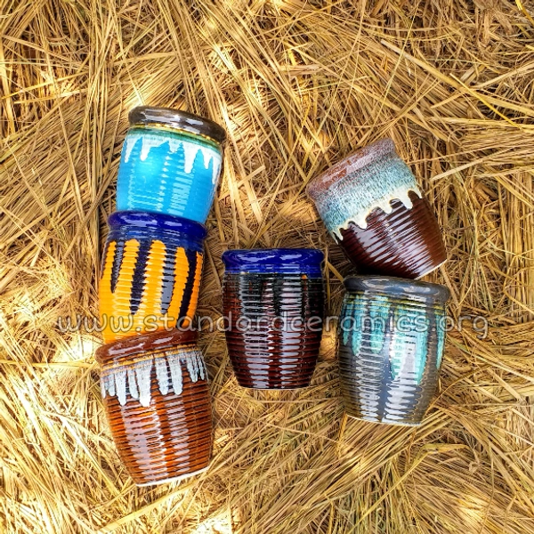 Ceramic Ring Pipe Planter | Ceramic Pots (Flow Glaze) | SCI - 712 - H- 10 Inch W- 6 Inch, Customize, SCI - 712