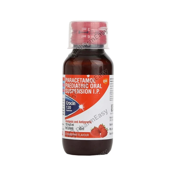 Crocin 120 Syrup - Strawberry, 60ml