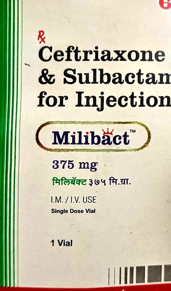 Milibact 375mg Injection  - 1 Vial