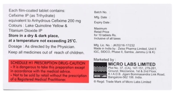 Aricef O 200 - 1 Strip