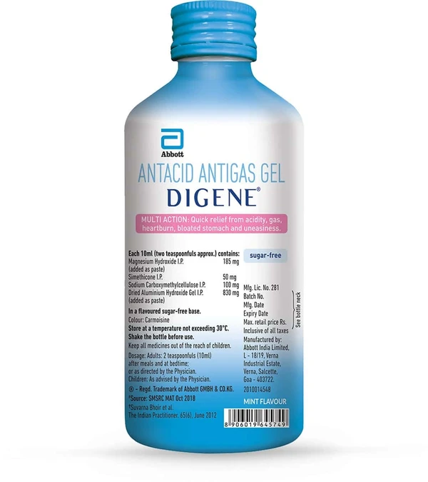 Digene Acidity & Gas Relief Gel - 200ml, Mint