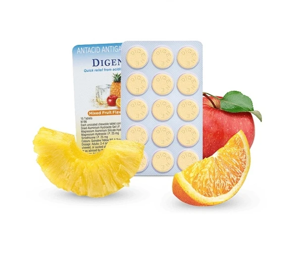 Digene Acidity & Gas Relief Tablet - Mixed Fruit, 1 Strip