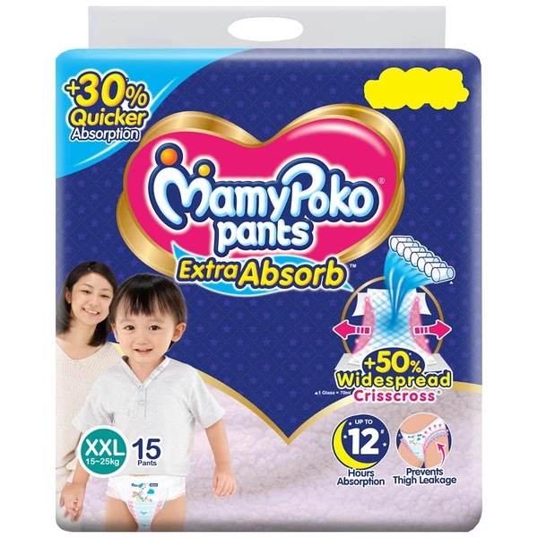 Mamy Poko Extra Absorb Diaper Pants - XXL, 15 Diapers