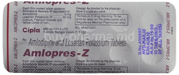 Amlopres-Z 50mg/5mg Tablet - 1 Strip