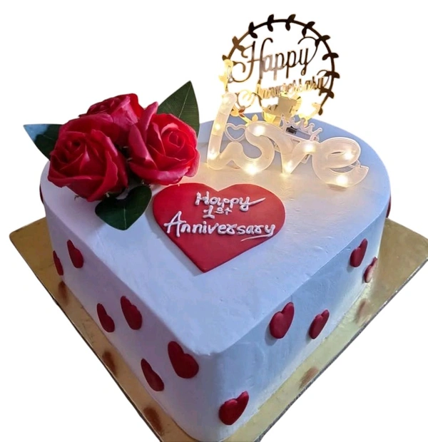 Heart With Red Roses Cake - 6 Kg