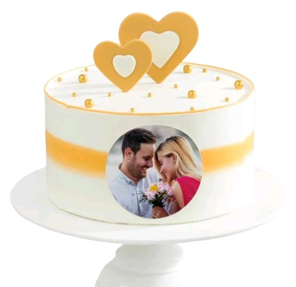 Heart And Pearls Personlized Photo Cake - 9 Kg
