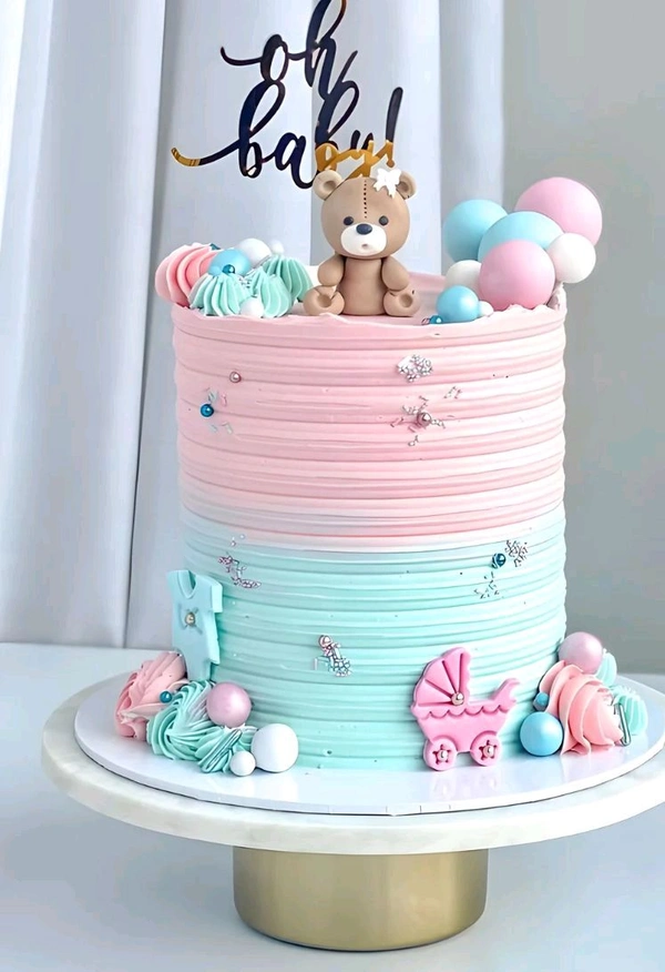 Pink And Blue Swirl Cake - 2 Kg