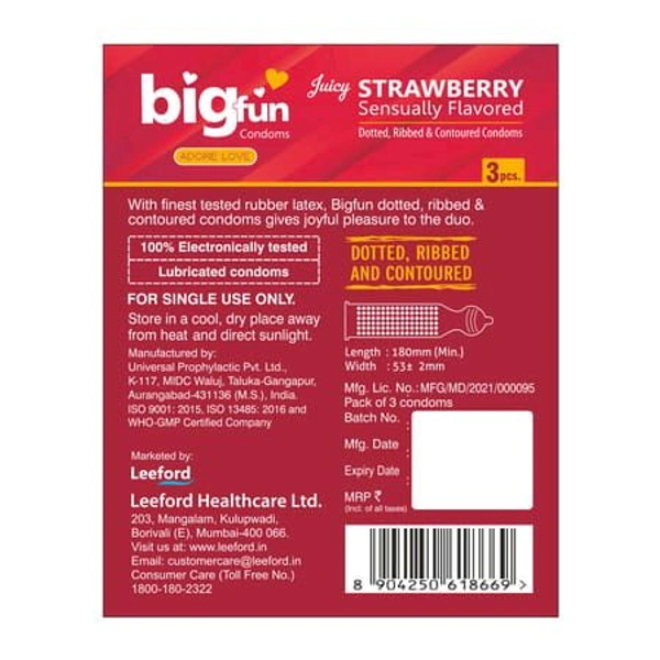 BigFun Condom - Strawberry, 1 Packet