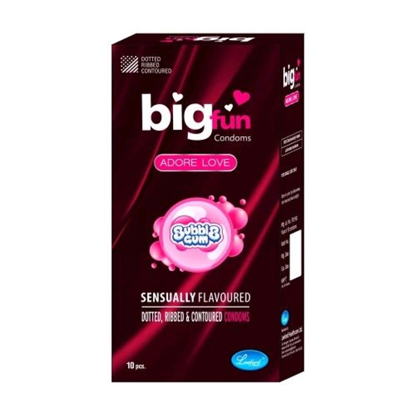 Bigfun Condom - 1 Pack Of 10 Pis, Bubble Gum