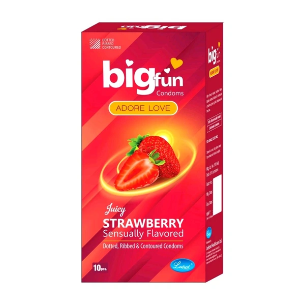 Bigfun Condom - 1 Pack Of 10 Pis, Strawberry