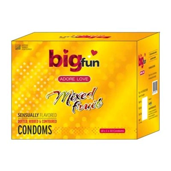 Bigfun Condom - 1 Pack Of 10 Pis, Mixed Fruit
