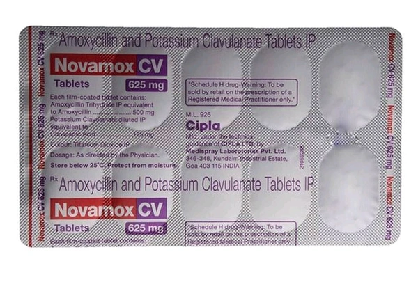 Novamox CV 625mg Tablet - 1 Strip