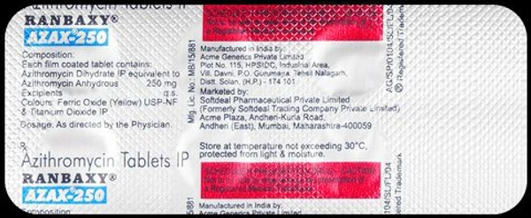 Azax 250 Tablet - 1 Strip