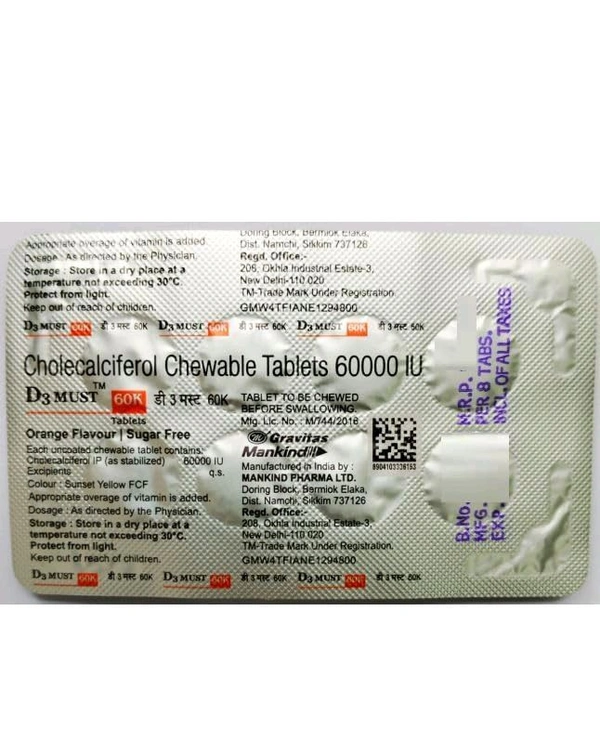 D3 Must 60K Tablet  - 1 Strip