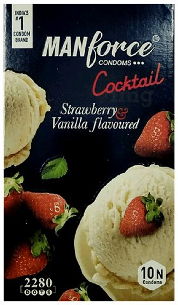 Manforce Strawberry & Vanilla Dotted-Ring Cocktail Condom  - 1 Piece