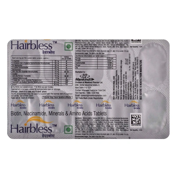 Hairbless Tablet  - 1 Strip
