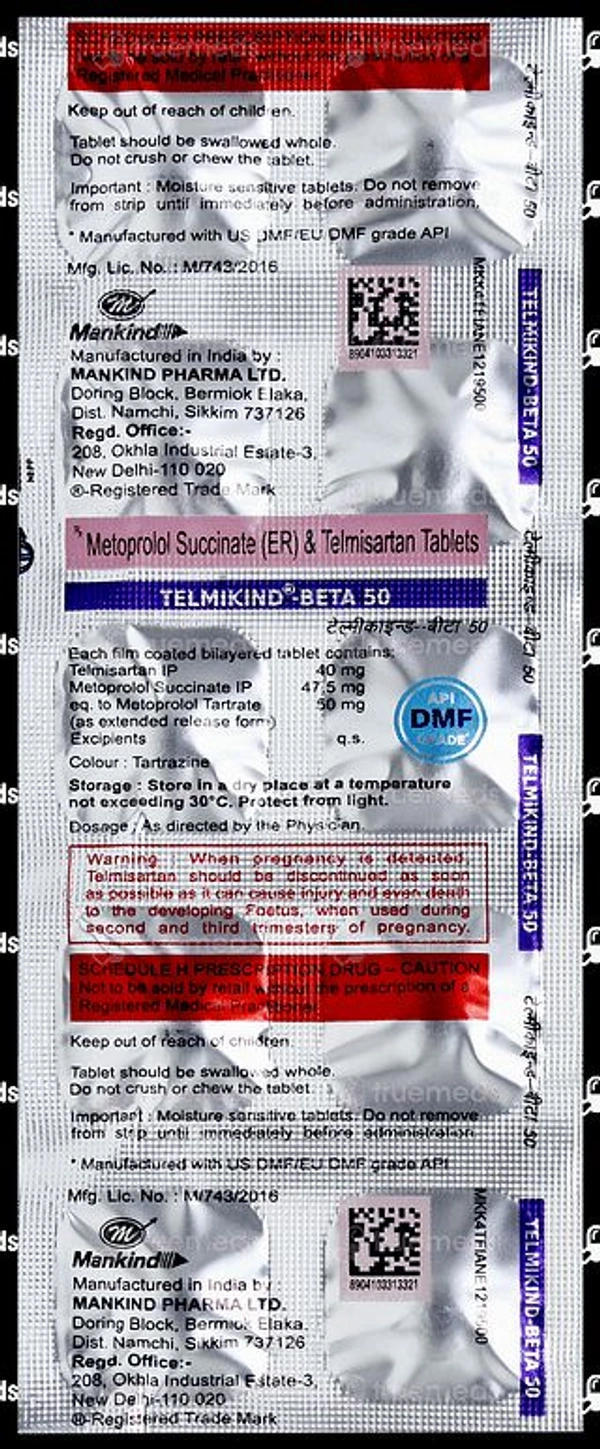 Telmikind Beta 50 Tablet - 1 Strip