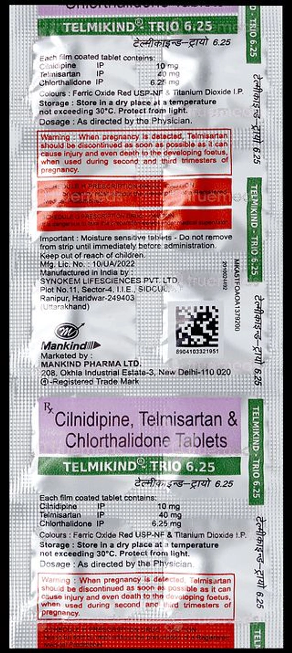 Telmikind-Trio 6.25 Tablet - 1 Strip