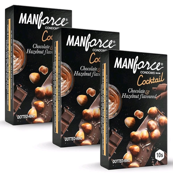 Manforce Chocolate & Hazelnut Dotted-Ring Cocktail Condom  - 1 Pieace