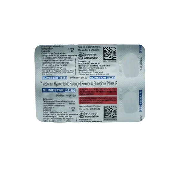 Glimestar-M 0.5mg/500mg Tablet - 1 Strip