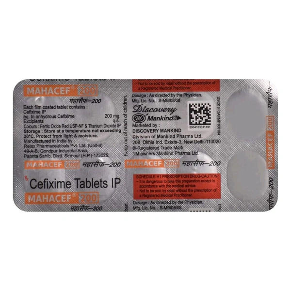 Mahacef 200 Tablet - 1 Strip
