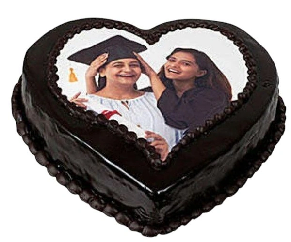 Chocolate Heart Cake With Photo  - 500gm