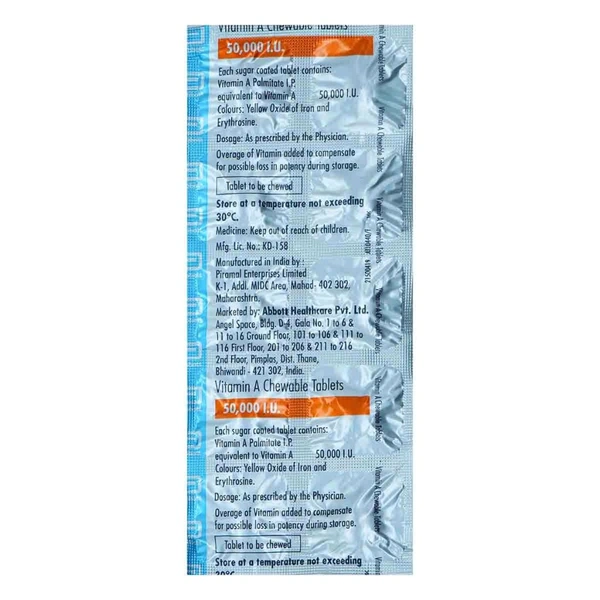Vitamin A Chewable Tablet  - 1 Strip