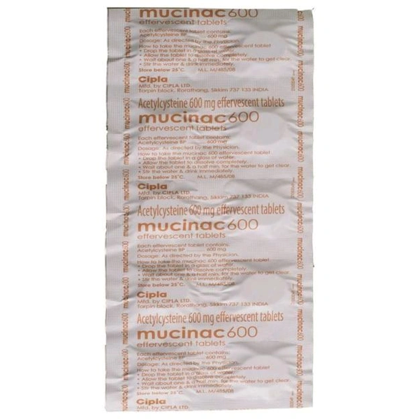 Mucinac 600 Effervescent Tablet  - 1 Strip