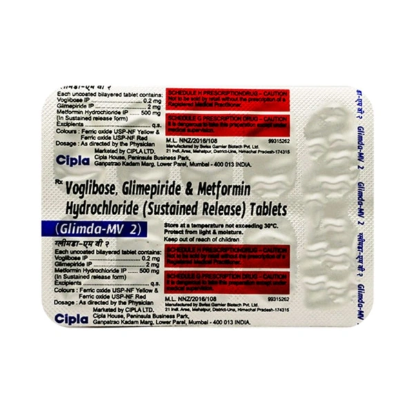 Glimda-MV 2 Tablet SR - 1 Strip