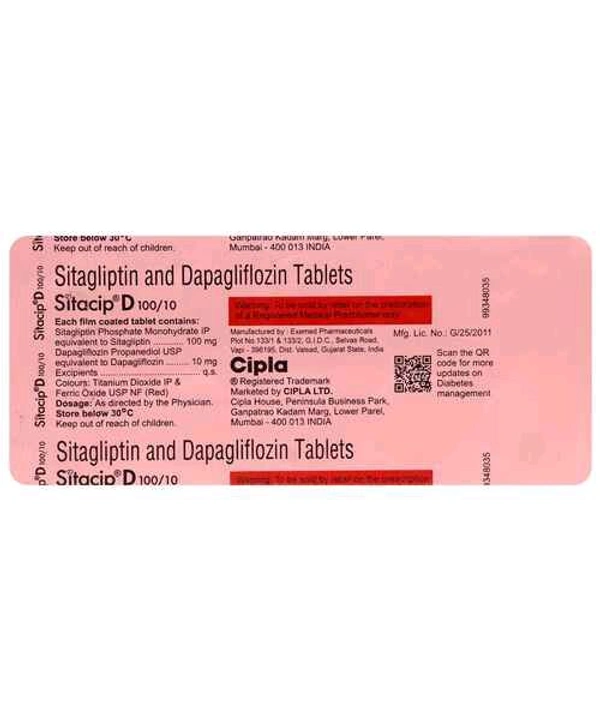 Sitacip D 10mg/100mg Tablet - 1 Strip