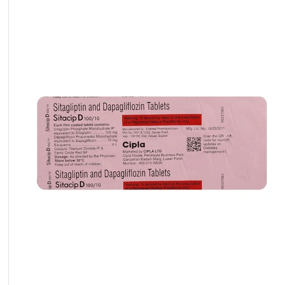 Sitacip D 10mg/100mg Tablet - 1 Strip