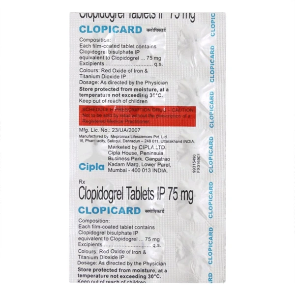 Clopicard 75mg Tablet - 1 Strip