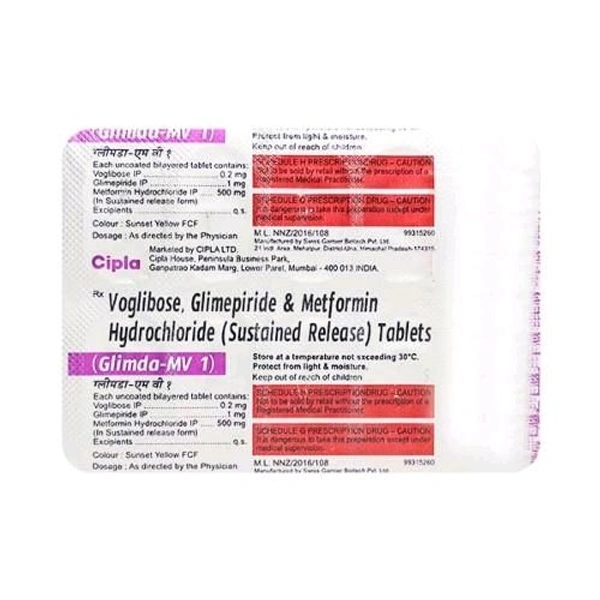 Glimda-MV 1 Tablet  - 1 Strip