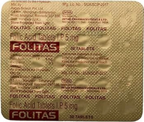 Folitas Folic Acid 5mg Tablet - 1 Strip
