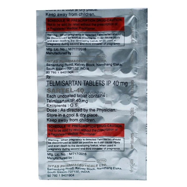 Sartel 40 Tablet - 1 Strip