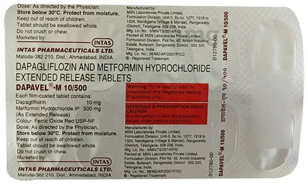 Dapavel M 10/500 Tablet - 1 Strip
