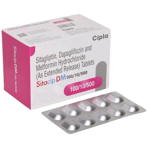 Sitara DM 10mg/500mg/100mg Tablet - 1 Strip