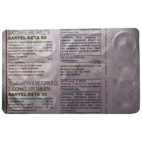 Sartel-Beta 50 Tablet  - 1 Strip