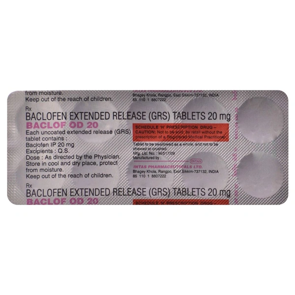 Baclof OD 20 Tablet  - 1 Strip