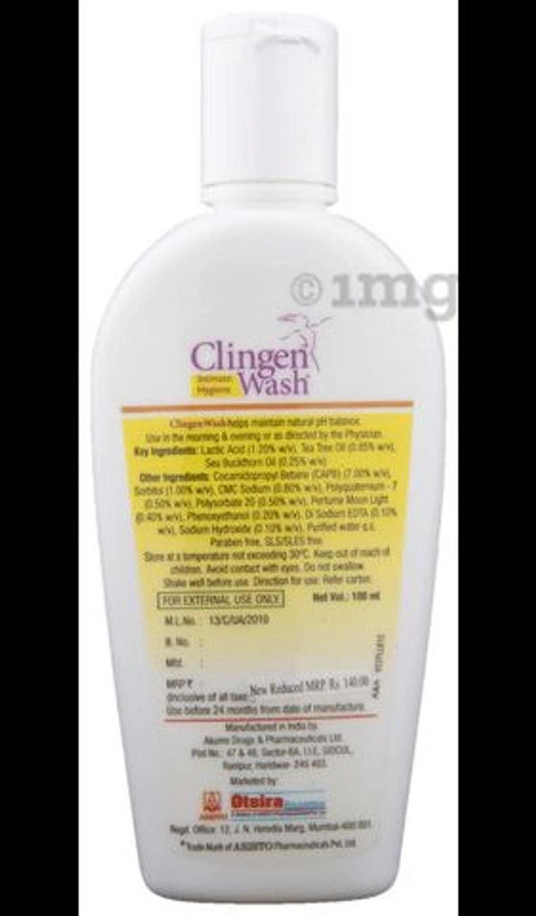 Clingen Women Intimate Hygiene Lactic Acid Wash  - 1 Bottle