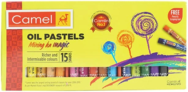 Camlin Kokuyo Oil Pastel + Free 1 Drawing Pencil - 15 Shades