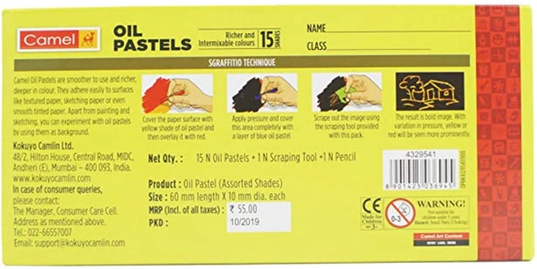 Camlin Kokuyo Oil Pastel + Free 1 Drawing Pencil - 15 Shades