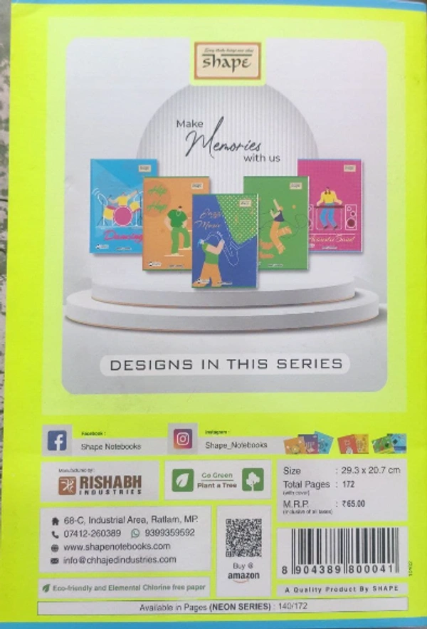 Shape A4 Neon Series Notebook (172 pages) - A4 (pack of 6 pic.)