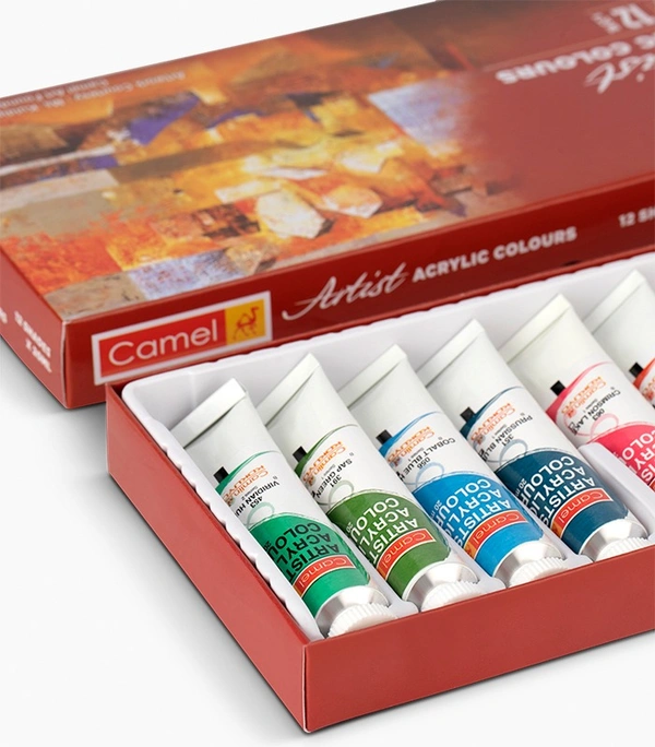 Camel  Artist  Tube Acrylic  Colours - 12 shades in 20 ml