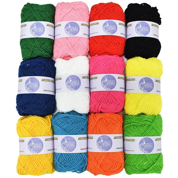 Wool for Art & Craft - Assorted 12 Shades