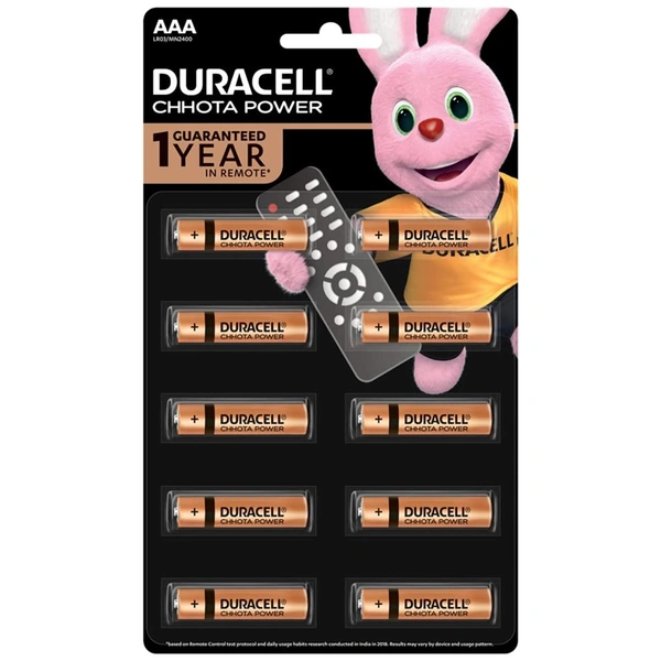 Duracell Chhota Power Alkaline Battery AAA - Pack of 10 Pcs.